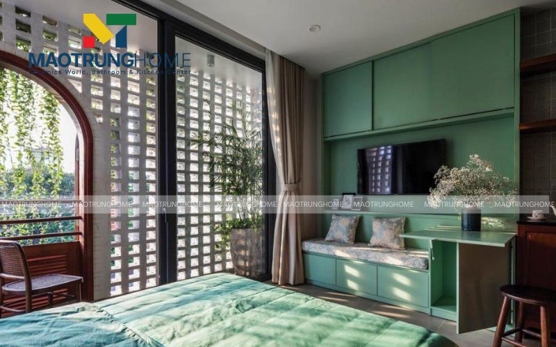 Gạch xi măng trắng mang lại vẻ đẹp hiện đại và tinh tế cho phòng ngủ