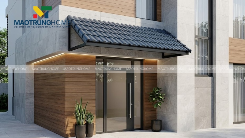 Mái hiên ngói xi măng màu trung tính (Mẫu 2)