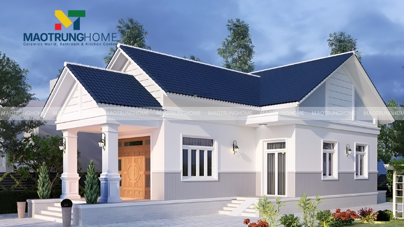 Mái ngói xanh dương cho nhà mái Thái truyền thống (Mẫu 7)