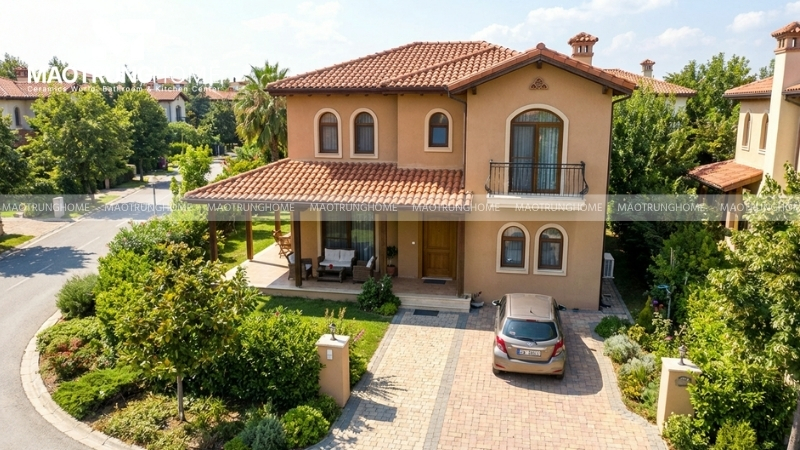 Mẫu nhà mái ngói với diện tích 80 - 90m²