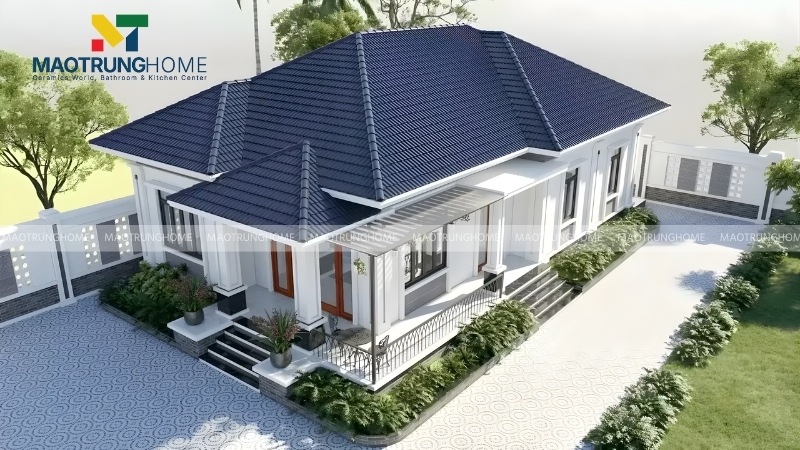 Mái Nhật dốc vừa phải, hình khối gọn gàng, dễ bảo trì