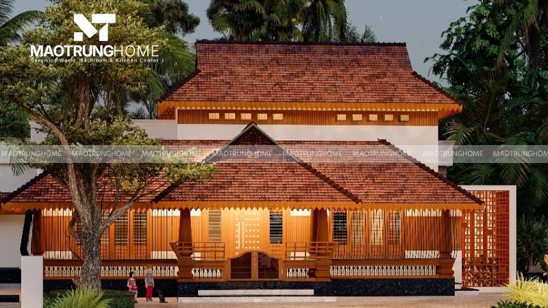 Nhà mái ngói 2 tầng hiện đại (Mẫu 4)