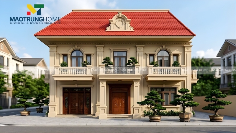 Nhà ống mái ngói tân cổ điển