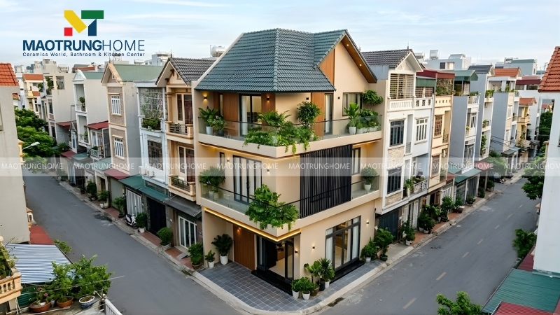Phối màu đẹp cho nhà ống mái ngói