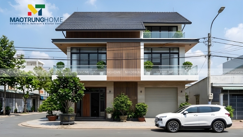 Nhà ống mái Nhật có độ dốc vừa phải, cân đối và gọn gàng