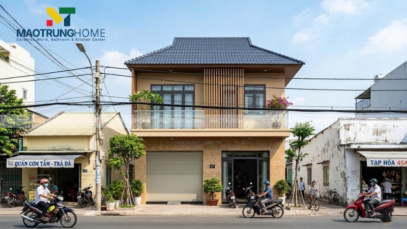 Nhà ống mái ngói 2 tầng mặt tiền 5m