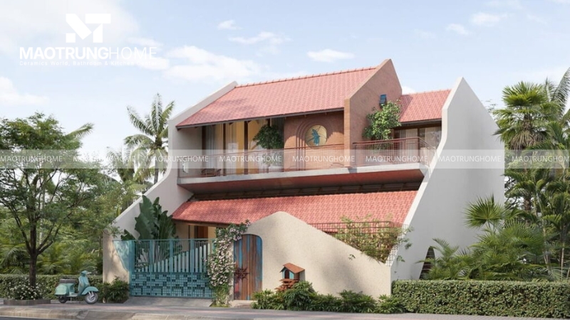 Đặc điểm nổi bật của mái ngói là độ dốc lớn, thường dao động từ 30 - 45 độ