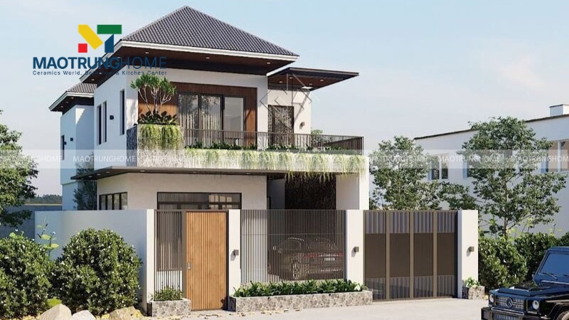 Nhà phố với mái tông màu xám nổi bật