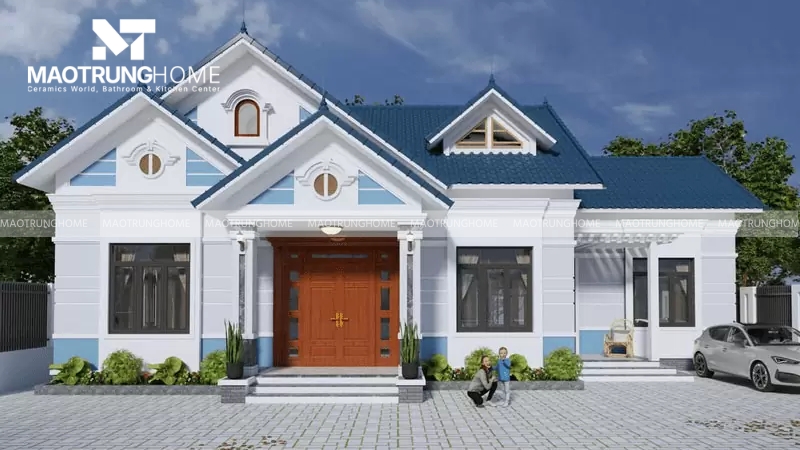 Nhà mái Thái màu xanh dương đậm