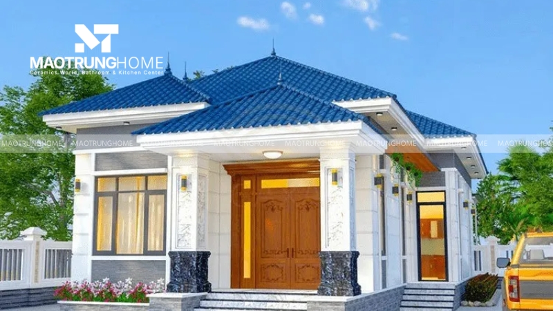 Phối màu vàng kem với mái xanh tạo cảm giác gần gũi và ấm áp