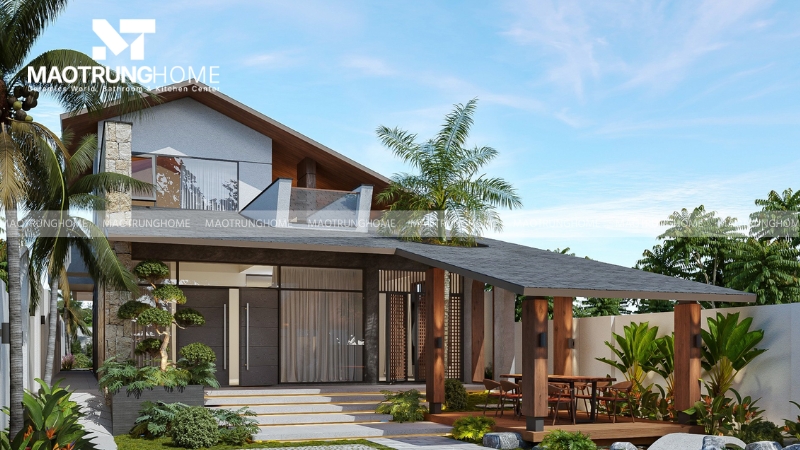 Biệt thự mái Nhật với độ dốc nhẹ, thiết kế mở mang đến cảm giác gần gũi thiên nhiên