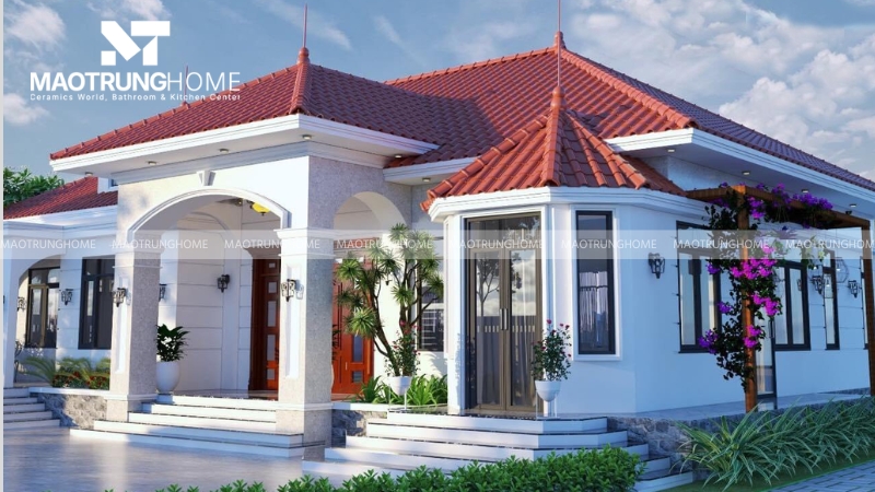 Mái ngói đỏ đậm tân cổ điển đẹp