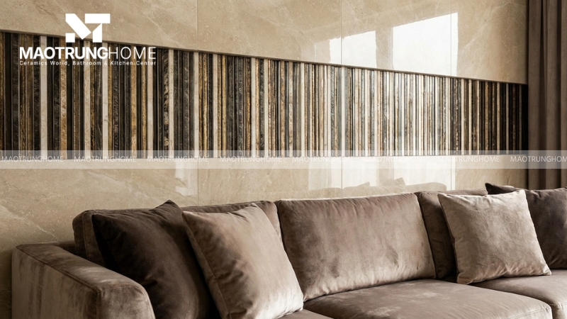 Phòng khách là bộ mặt của ngôi nhà nên gạch chỉ cần thể hiện được sự đẳng cấp