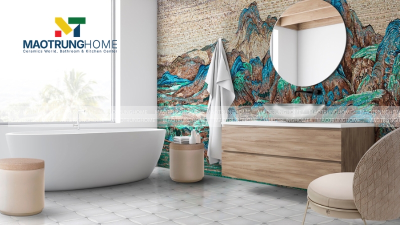 Gạch mosaic ghép từ các viên nhỏ tạo hiệu ứng thị giác độc đáo