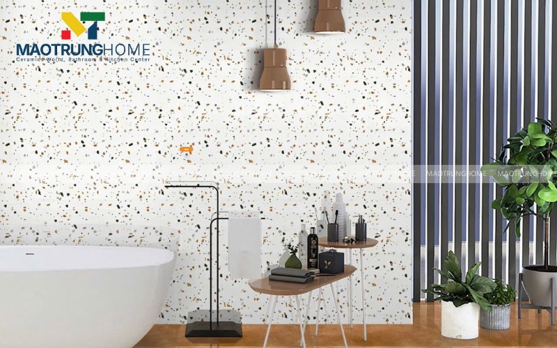 Gạch terrazzo với hạt đá tự nhiên phối màu tạo vẻ đẹp thanh lịch