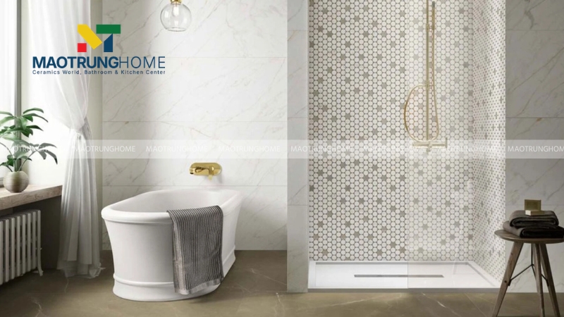 Gạch Mosaic trắng nghệ thuật