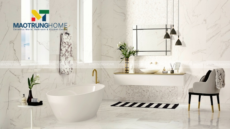 Gạch ốp tường màu trắng sữa trở thành xu hướng 