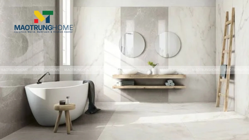 Gạch porcelain vân mây trắng sữa tái hiện vẻ đẹp đá marble sang trọng