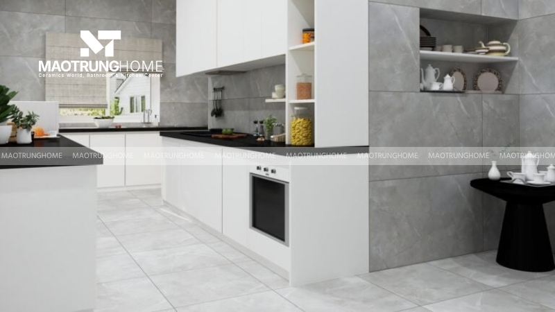 Xử lý vết ố trên gạch màu xám sau khi thi công
