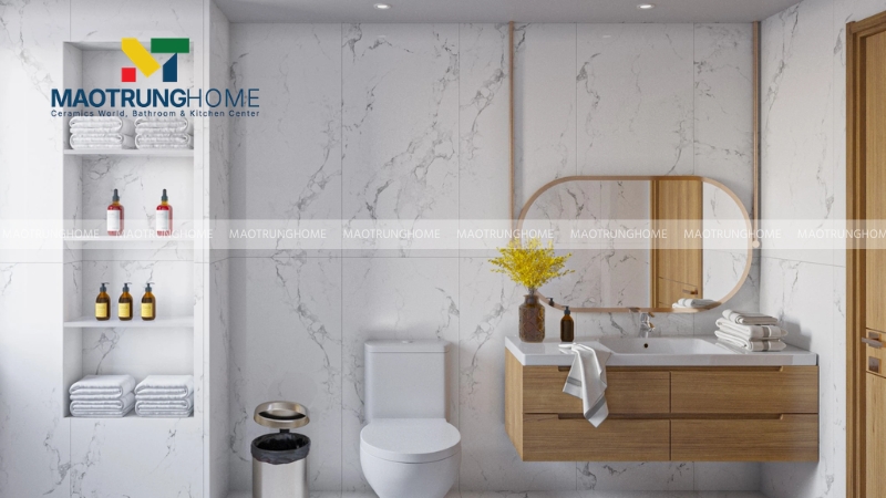 Độ đồng nhất của vân gạch Carrara tạo ra cảm giác bình yên