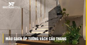 Mẫu gạch ốp tường vách cầu thang sang trọng