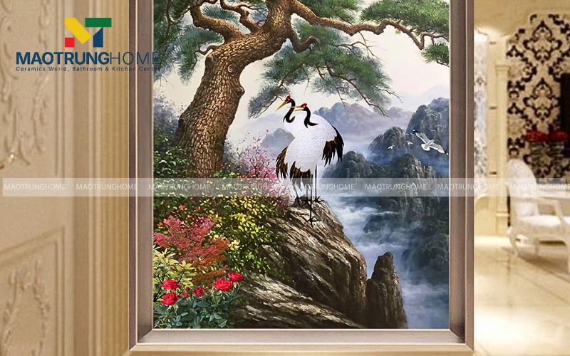 Gạch tranh ốp tường là dòng gạch được in kỹ thuật số độ phân giải cao trên bề mặt