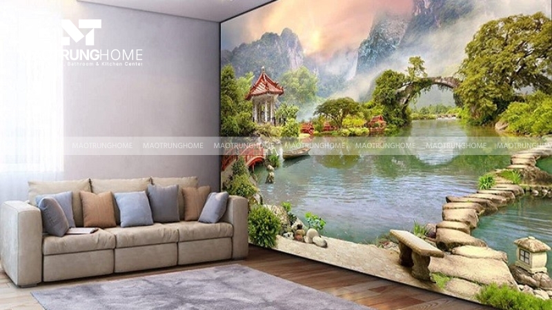 Mẫu gạch tranh ốp tường đẹp cho phòng khách