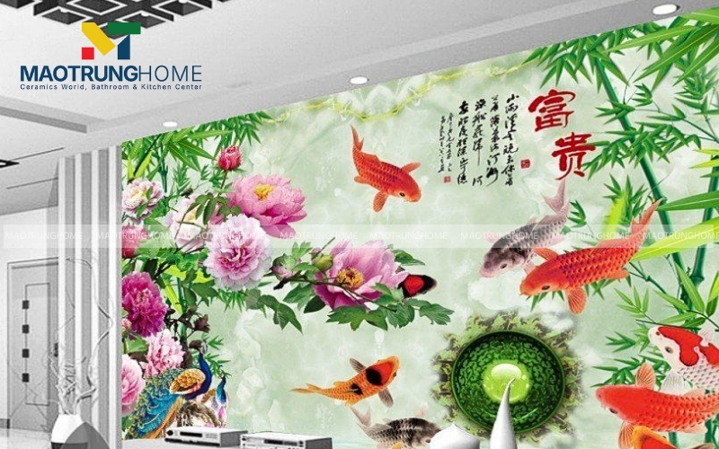 Hiệu ứng 3D chân thực giúp mở rộng không gian phòng khách và tạo điểm nhấn
