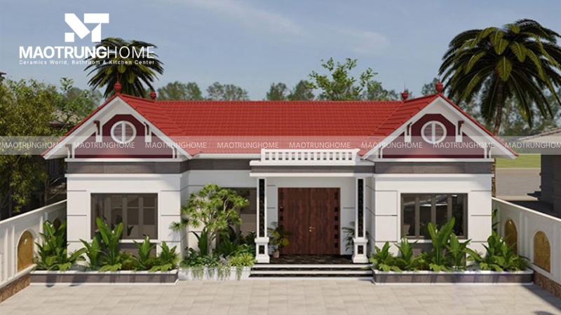 Mẫu nhà 5 gian mái ngói đỏ truyền thống và hiện đại