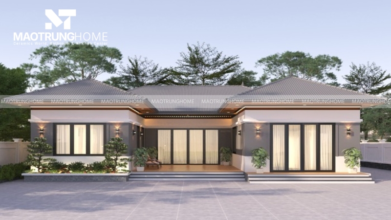 Thiết kế chữ U tạo khoảng sân trung tâm rộng rãi, tăng sự kết nối giữa các không gian.