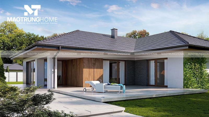 Nhà trệt mái ngói hiện đại