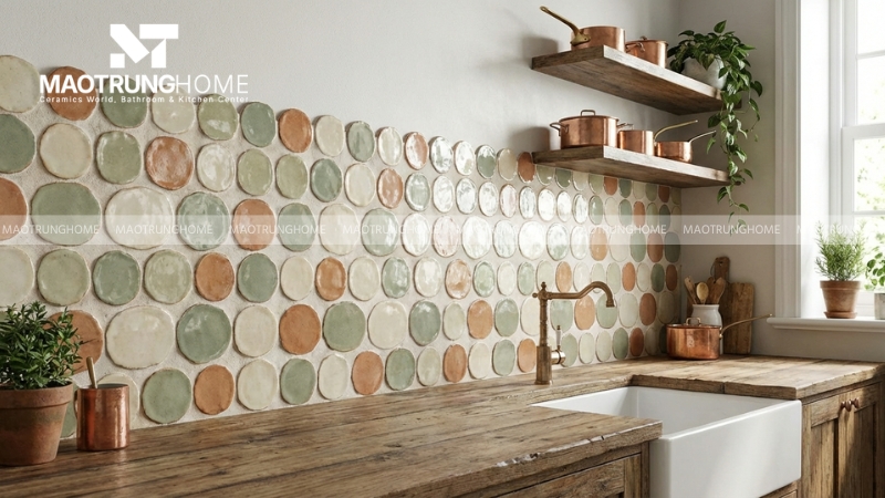 Gạch mosaic gốm sứ bền bỉ, chống thấm tốt