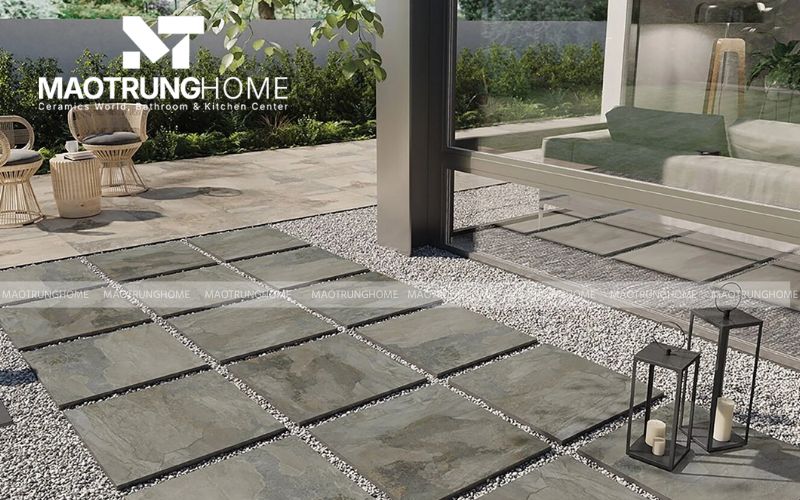Thi công gạch terrazzo lát nền quảng trường tạo họa tiết hình học bắt mắt.