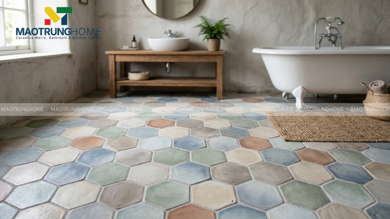 Phối màu gạch lục giác ngẫu nhiên với hiệu ứng ombre