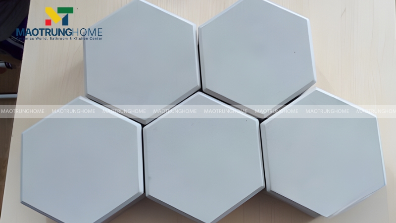 Mẫu gạch lục giác trơn đơn sắc xám xi măng