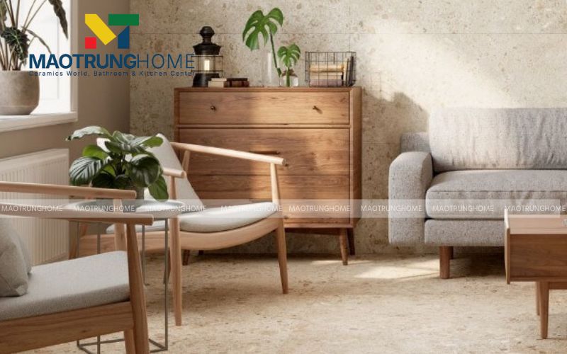 Mẫu gạch terrazzo tông kem trang nhã phù hợp cho các góc decor tinh tế.
