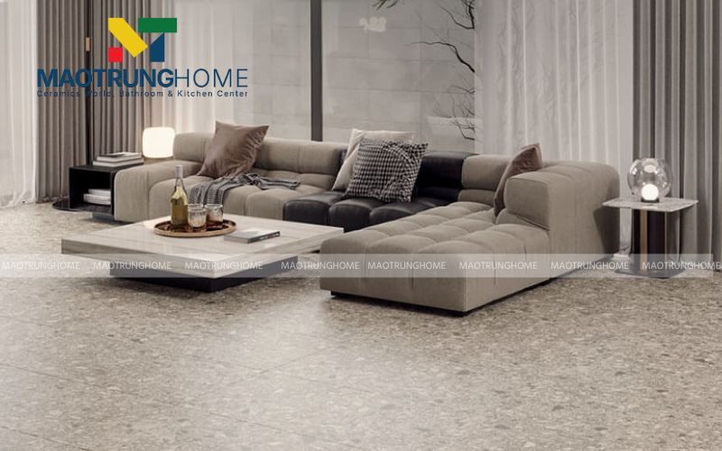 Gạch terrazzo khổ lớn màu trung tính – Xu hướng trang trí nội thất hiện đại.
