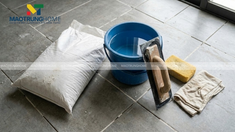 Dụng cụ để chà ron gạch bằng xi măng trắng