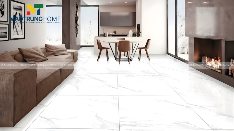 Sàn nhà lát gạch 80x80 tạo cảm giác rộng rãi