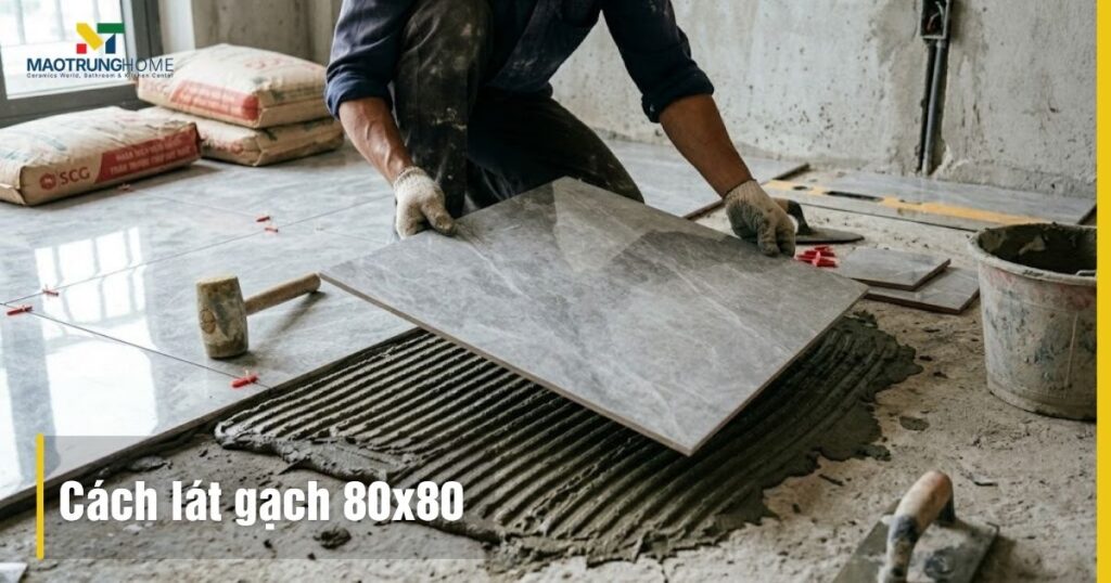 Cách lát gạch 80x80 đúng chuẩn: Kỹ thuật bền đẹp, chống bong tróc
