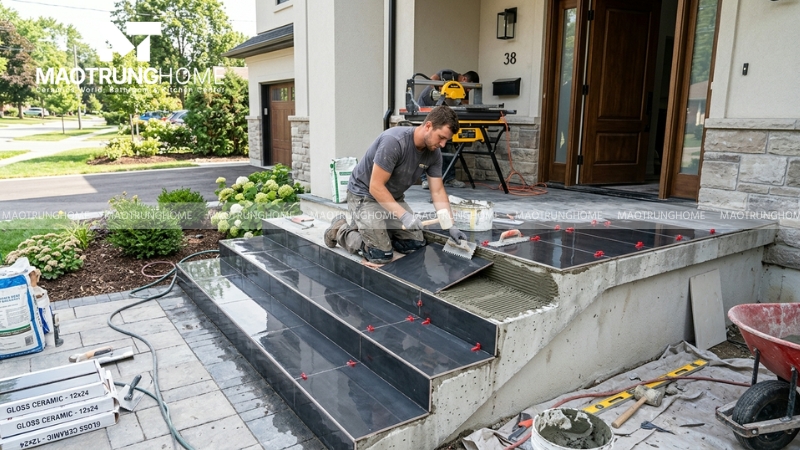 Dùng bay răng cưa để đảm bảo độ phủ keo đạt 100%