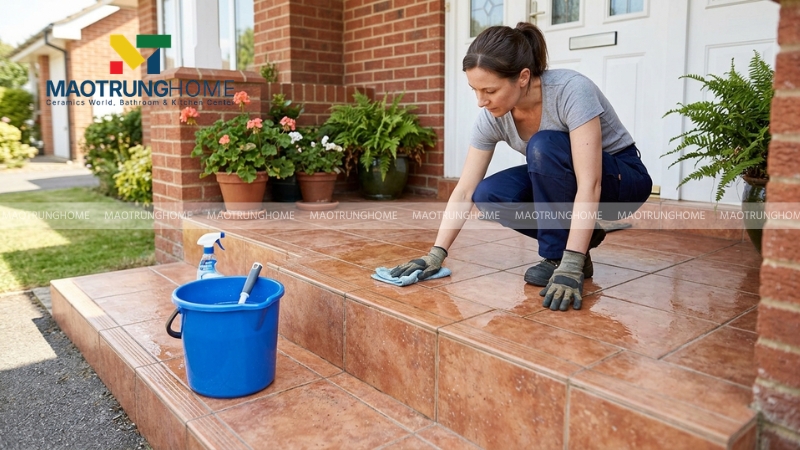 Vệ sinh và bảo dưỡng bề mặt gạch bậc thềm