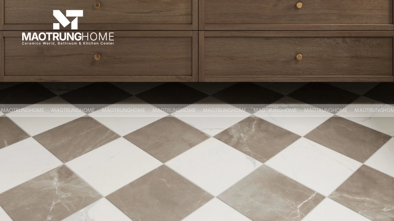 Nên chọn gạch hình vuông 60x60cm hoặc 80x80cm khi lát gạch hình thoi