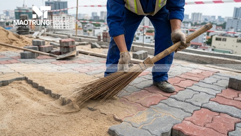Chèn mạch gạch bằng cát mịn