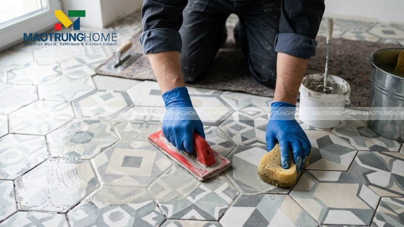 Chà ron và vệ sinh bề mặt gạch