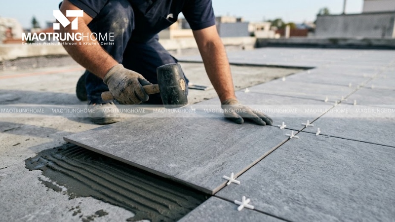 Đặt gạch và chừa khe co giãn nhiệt