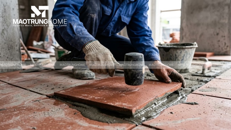 Kỹ thuật lát gạch bằng búa cao su