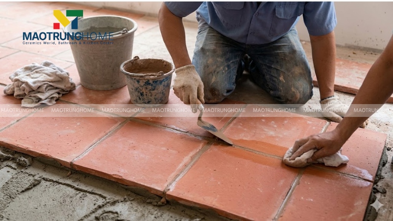 Trít mạch và vệ sinh bề mặt gạch