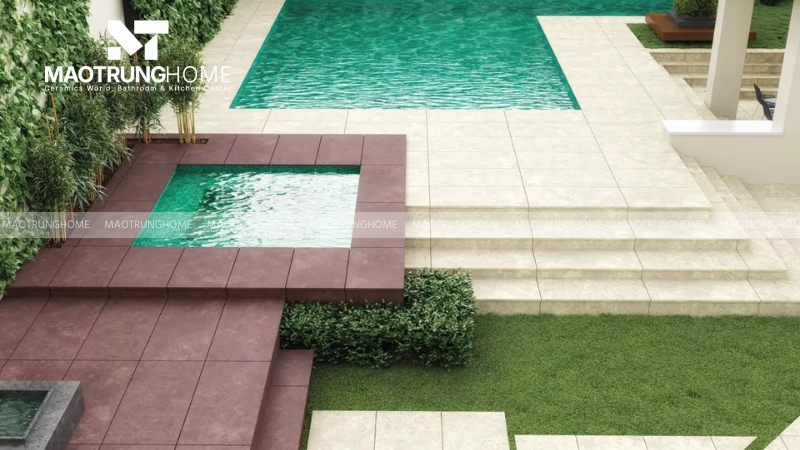 Chọn gạch lát sân chống rêu cho khu vực lối đi vườn và quanh hồ bơi