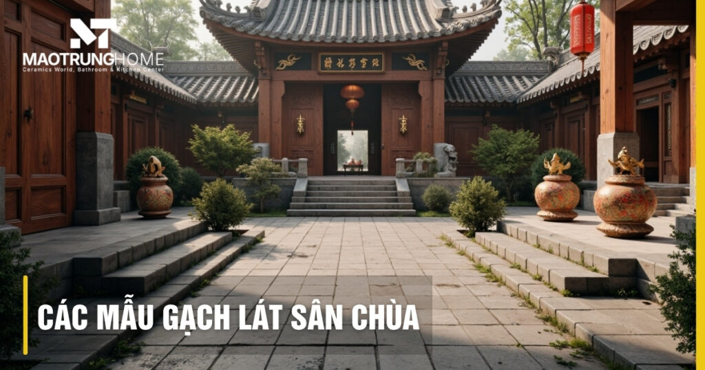 Top mẫu gạch lát sân chùa bền đẹp, chống trơn trượt hiệu quả
